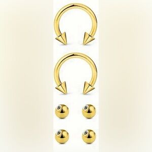 304 Stainless Steel Gold Horseshoe Nose Rings
